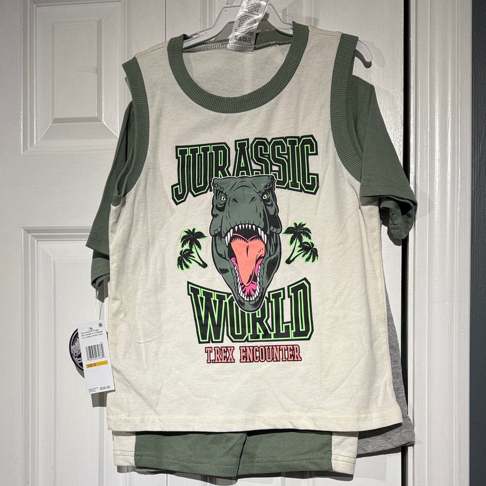 Jurassic World Kids 3 piece set, T-Shirt, tank top and shorts- T-Rex  6